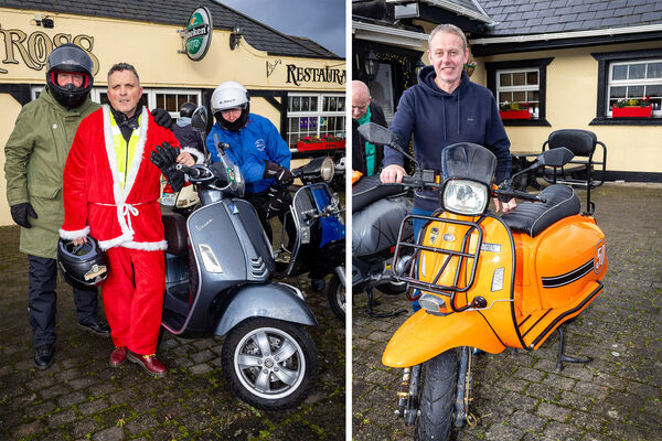  Kevin Hayes, (left), and Tommy Corcoran, (right), at the annual Only Fools on Scooters Scooter Club Toy Run for UHW. 	All Photos: Joe Evans