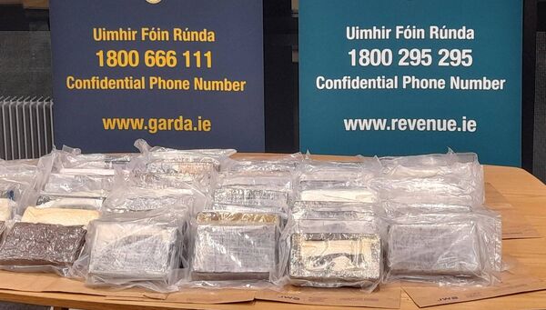 The searches resulted in the seizure of a total of 58kg of suspected cocaine, with an estimated value of €4,060,000 (subject to analysis). Pic: An Garda Síochána The searches resulted in the seizure of a total of 58kg of suspected cocaine, with an estimated value of €4,060,000 (subject to analysis). Pic: An Garda Síochána