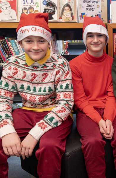  Members of St. Declan's School Choir, Tom and Oscar, who sang at the Central Library Intergenerational Coffee Morning.