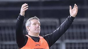 <p>Ballygunner manager Jason Ryan urging the final whistle.</p>