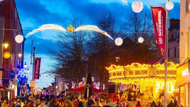 <p>Crowds gather across John Roberts Square for Winterval</p>