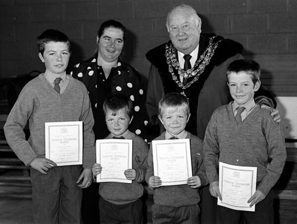 Mayor of Waterford Pat Power presented school attendance certificates to pupils at St Saviour's back in 1996.
