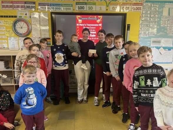 Pupils in St. Mary’s National School at their recent fundraising bake sale.