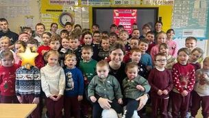 <p>Pupils in St. Mary’s National School at their recent fundraising bake sale.</p>