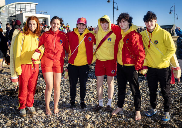  Members of the Tramore Lifeguard Crew, at the annual Christmas Day Swim, at Tramore. Photo: Joe Evans