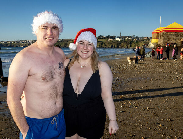  Lyeonne and Sinead, at the annual Christmas Day Swim, at Tramore. Photo: Joe Evans