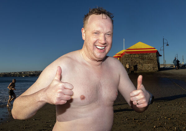  Tony, at the annual Christmas Day Swim, at Tramore. Photo: Joe Evans