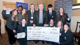 <p>Overall winners of the Schools Litter Challenge were Abbey Community College, Ferrybank, Waterford, pictured receiving prize of €1500 sponsored by Tom Murphy Car Sales Toyota, also included was Mayor of Waterford City and County, Cllr. Seamus Ryan, Niamh Rockett Brand Ambassador Tom Murphy Car Sales Toyota and Abbey Community College students, Kate Ryan, Nia Supekova, Danielle Phelan, Grace Byrne, Ruby Grant, Jay O'Donoghue, Aaron Palakathadathil and teacher Ciara Gaffney.</p>