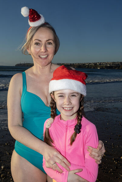 Siobhan and Jessica, at the annual Christmas Day Swim, at Tramore. Photo: Joe Evans