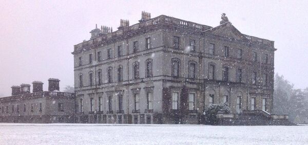 The snowy grounds of Curraghmore House and Gardens. 