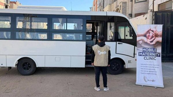The Mitsubishi bus, purchased by Palestine Aid with the help of contributions from West Waterford