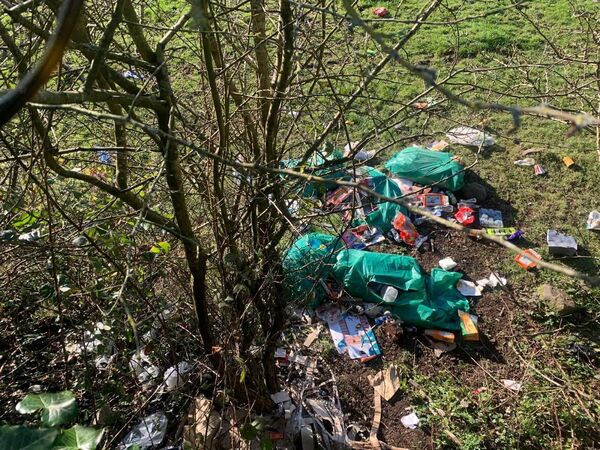 Household waste dumped illegally. Household waste dumped illegally.