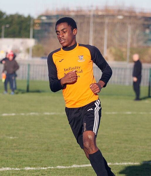 Southend's Fareed Alabi celebrates his opening goal against Bansha Celtic in the SFAI Under 13 Cup.