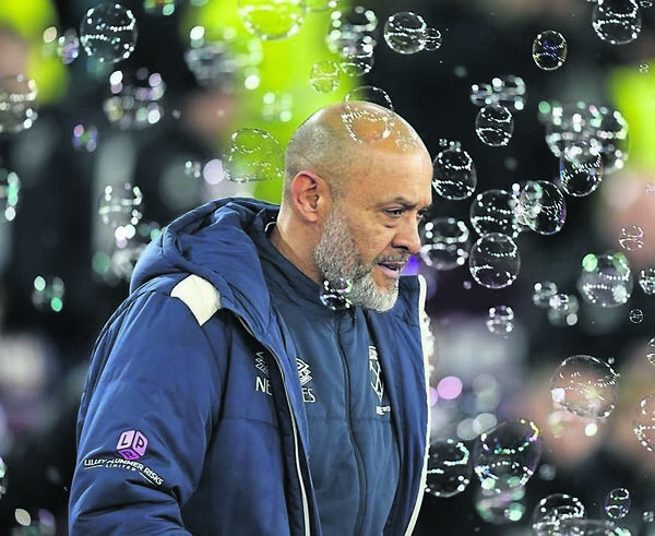 West Ham United manager Nuno Espirito Santo could be in trouble after their latest defeat. Photo: Jordan Pettitt/PA Wire. West Ham United manager Nuno Espirito Santo could be in trouble after their latest defeat. Photo: Jordan Pettitt/PA Wire.