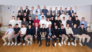 <p>Uachtarán Cumann Lúthchleas Gael, Jarlath Burns is pictured with the Waterford All-Ireland minor hurling champions team, management, backroom team and county board officials at an event in the Woodlands Hotel on Monday last where the team were presented with their All-Ireland medals. Full coverage next week. Photos: Noel Browne</p> <p>Uachtarán Cumann Lúthchleas Gael, Jarlath Burns is pictured with the Waterford All-Ireland minor hurling champions team, management, backroom team and county board officials at an event in the Woodlands Hotel on Monday last where the team were presented with their All-Ireland medals. Full coverage next week. Photos: Noel Browne</p>