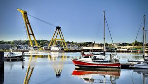 <p>The HEBO crane in Waterford to install the sustainable transport bridge structure last summer. 	Photo: Joe Evans</p>