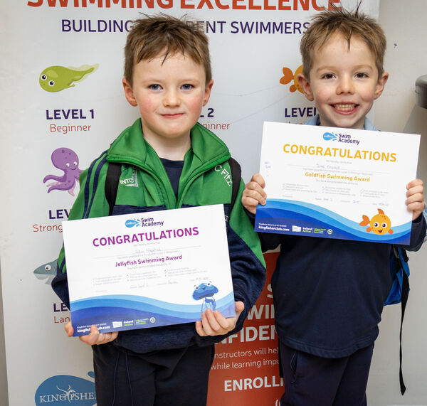  Callum and James, who received their Level 2 &amp; 3 swimming certificates at Kingfisher.