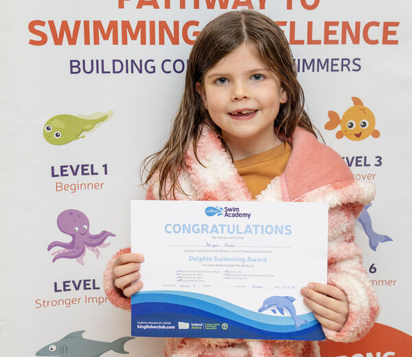  Abigail, who received her Level 6 swimming certificate at Kingfisher.