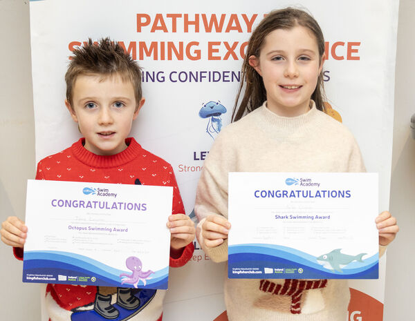  Jamie and Aoibhe, who received their Level 4 &amp; 7 swimming certificate at Kingfisher.