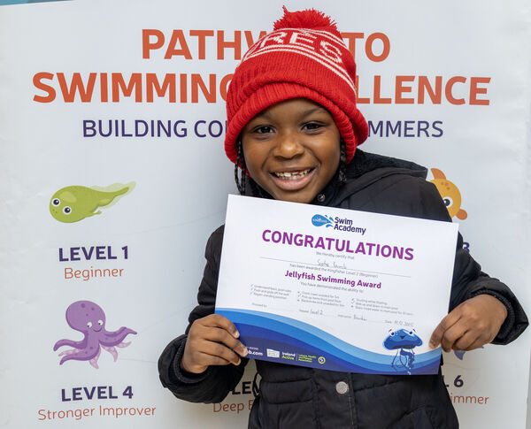  Sophie, who received her Level 2 swimming certificate at Kingfisher.