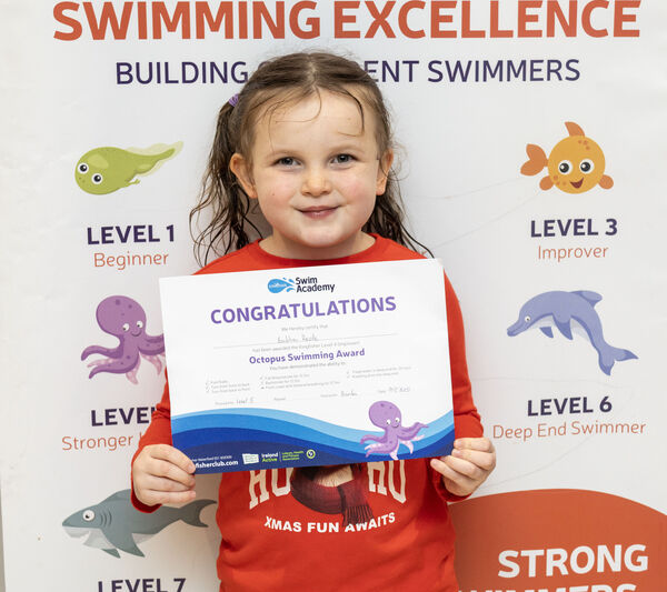  Éabha, who received her Level 4 swimming certrificate at Kingfisher. Photo: Joe Evans