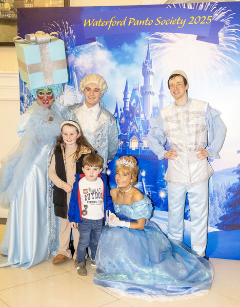  Grace and Alex with cast members from Waterford Panto Society's Cinderella.