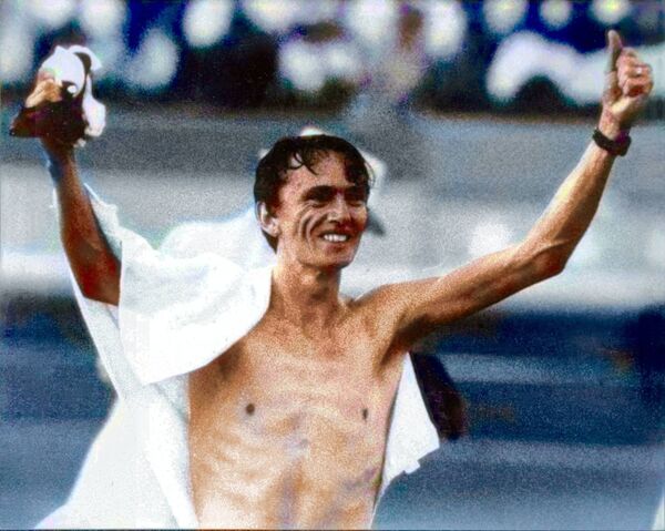 1984, John Treacy's Silver Waterford sporting legend celebrates his famous marathon silver medal win at the LA Olympics. There are some sports people who just stand out, not only for their wins but for their courage, talent and total determination not to give up and John Treacy was one. 