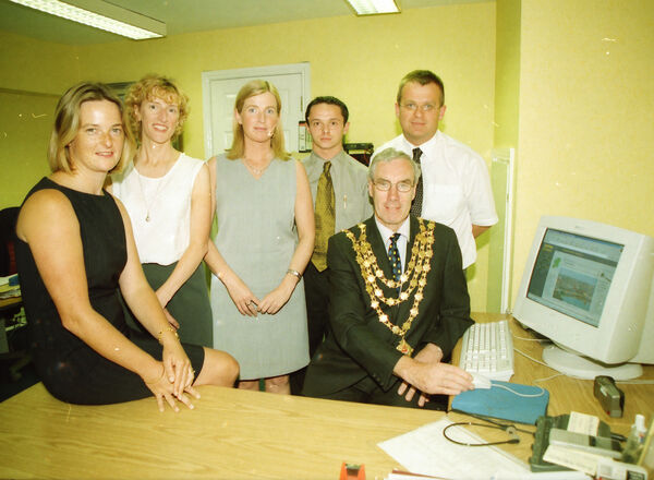  Pictured at the launch of John Rohan Properties Web-Site back in 2000 were, Marie Therese Walsh, Deirdre Phelan. Phyllis Mullin, John Mahony, John Rohan and Mayor of Waterford Ald. Davy Daniels.