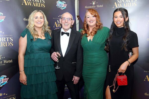  The Waterford Sports Awards Hall of Fame recipient Larry Guinan pictured with his granddaughters April Daly, Donna Hayes and Ella Guinan.