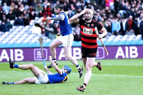 Ballygunner's Dessie Hutchinson reacts to having his goal bound shot saved in the final few minutes.