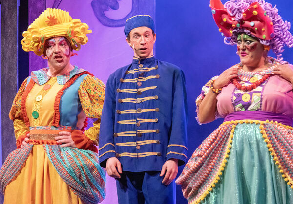  Tony Corcoran (Grizelda), Brian Tuohy (Buttons) and Jane Kennedy (Scabriella) in Waterford Panto Society's Cinderella.
