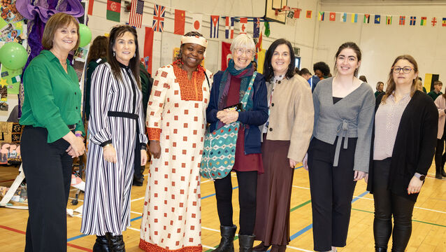 <p> Principal Fiona McDonnell, teachers and guests, at St. Paul's Community College for Culture Day. 	All Photos: Joe Evans</p>