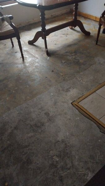 The floor of Ms Foley's has been taken up, making the apartment even colder. 