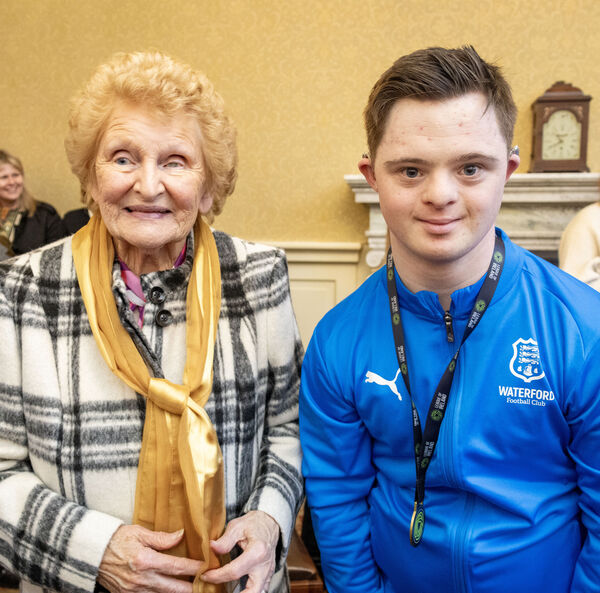 Betty and Sean, pictured at City Hall for a Mayoral reception by Mayor of Waterford City & County Cllr. Seamus Ryan, for Waterford FC Down Syndrome Futsal Team. Betty and Sean, pictured at City Hall for a Mayoral reception by Mayor of Waterford City & County Cllr. Seamus Ryan, for Waterford FC Down Syndrome Futsal Team.