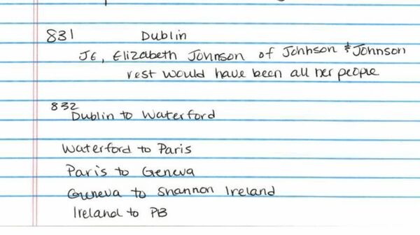 Entries from David Rodgers' notebook.