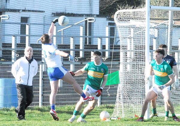 Waterford's Colin Foley keeps the ball in play before hitting the net for his side's second goal.