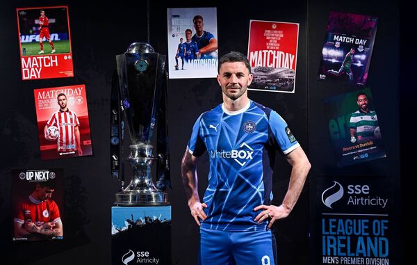 Waterford FC captain Padraig Amond during the SSE Airtricity Men's Premier Division Launch 2026 at Whelan's in Dublin. Photos: Sportsfile/Stephen McCarthy and Sam Barnes