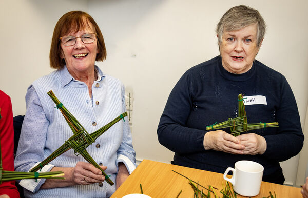 Breda and May, at the St. Brigid's Cross workshop at Waterford Volunteer Centre. Breda and May, at the St. Brigid's Cross workshop at Waterford Volunteer Centre.