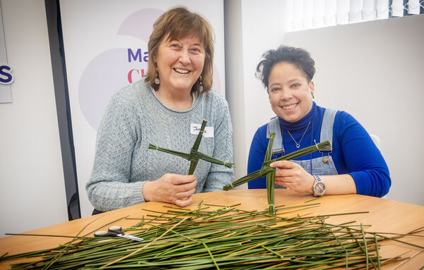 Josephine and Camellia,at the St. Brigid's Cross workshop at Waterford Volunteer Centre. Josephine and Camellia,at the St. Brigid's Cross workshop at Waterford Volunteer Centre.