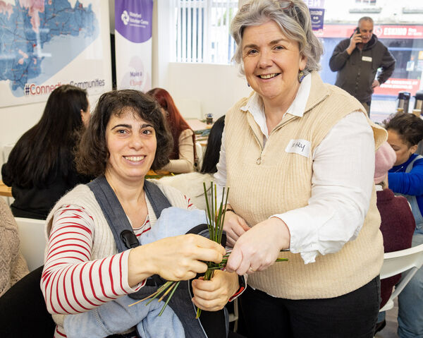 Isabel and Mary, at the St. Brigid's Cross workshop at Waterford Volunteer Centre. Isabel and Mary, at the St. Brigid's Cross workshop at Waterford Volunteer Centre.