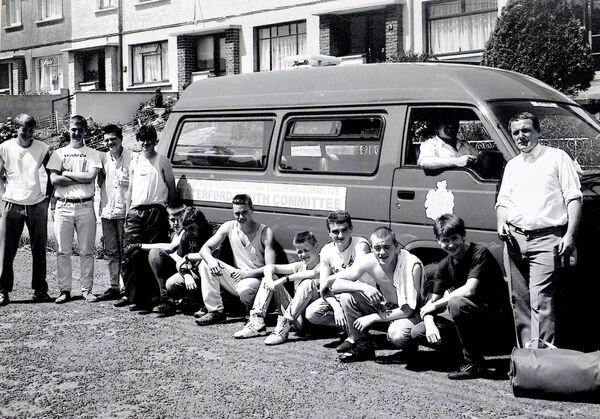 C.A.R.A. Summertime Trips along the coast was this group of youths with Walter O'Neill, C.A.R.A. and Joe O'Neill, mini bus driver for Waterford Youth Committee back in 1989.