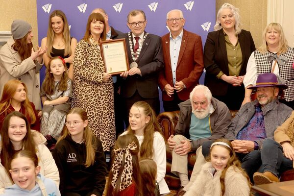 Mayor of Waterford City &amp; County Cllr Seamus Ryan held a reception at City Hall for Waterford Pantomime Society for their 40th Anniversary and Anne Corcoran Brown, accepted the Mayors, Scroll on behalf of the Panto. Photo: Joe Evans