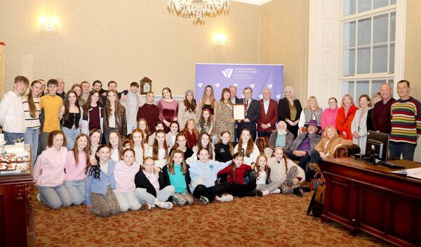 Mayor of Waterford City &amp; County Cllr Seamus Ryan held a reception at City Hall for Waterford Pantomime Society for their 40th Anniversary and Anne Corcoran Brown, accepted the Mayors, Scroll on behalf of the Panto. Photo: Joe Evans