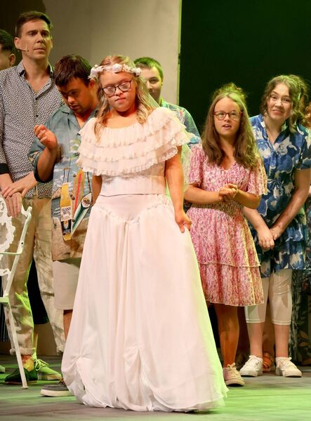 Zoe McAulliffe, in the Brothers of Charity production of Mamma Mia at the Theatre Royal. Photo: Joe Evans