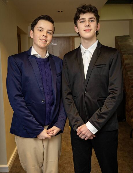 Adam and Billy, back stage at the Theatre Royal, for Soul Dance Arts production of Legally Blonde. Photo: Joe Evans