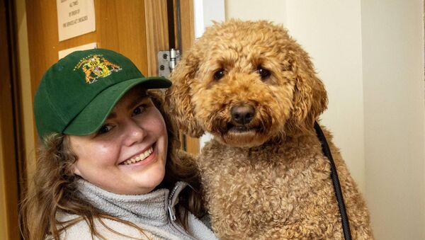 Back stage at the Theatre Royal, for Soul Dance Arts production of Legally Blonde, are Stage Manager Dara Jane O'Sullivan with Ted one of the stars of the show. Photo: Joe Evans