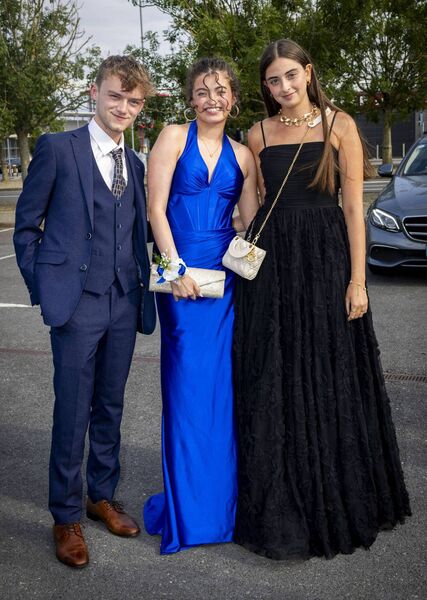 Darragh O'Dempsey, Maeve O'Dwyer and Serine Loua, at St. Angela's Debs Ball. Photo: Joe Evans