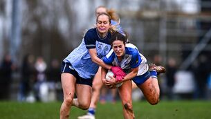 <p>Waterford's Áine O'Neill of Waterford in action against Dublin's Keeva Kenehan during the Lidl Ladies National Football League Division 1 at Dungarvan GAA Club. Photos: Sportsfile/Tyler Miller</p>