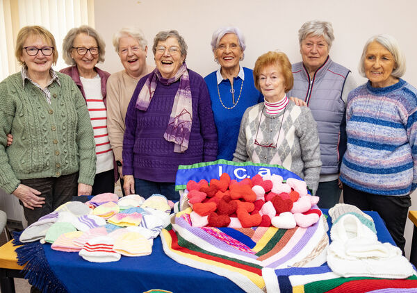  Members of the Tramore ICA and friends, who are part of the Tuesday Knitting Club, Tramore knitted, Hearts for Beaumont Hospital, Hats for Neo-Natal Ward U.H.W. and Blankets for Hospice Oak Ward, U.H.W, The group would like to thank Maureen in Cahills for her donation of wool and Sandra from Ladies Slip Tramore for her donation. Photo: Joe Evans