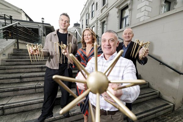 Spider Awards 2026 Shortlist Celebration with Industry Leaders and Judges. pictured (L–R): Naoise O Conchubhair, Head of Digital, Design Studio; Tracey Carney, MC, The Spiders; Terry Spence, Director of B2B Sales, One4all; and Gerard Tannam, Brand Director, Islandbridge. Pic: Andres Poveda 